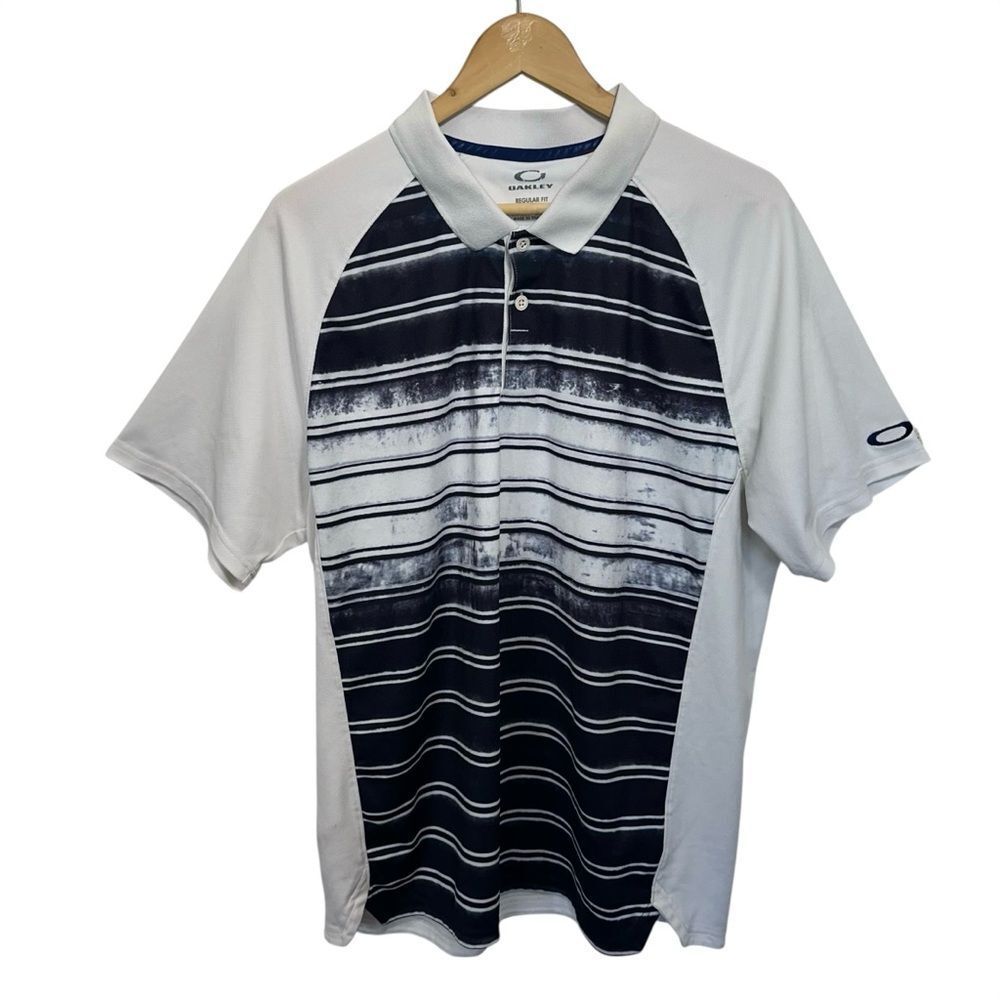 Vintage Oakley White Graphio Polo Regular Fit, Size XL